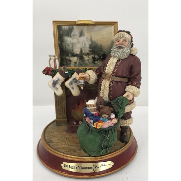 Thomas Kinkade Light Up The Holidays The Light Of Christmas Santa Fireplace COA - Picture 3 of 12